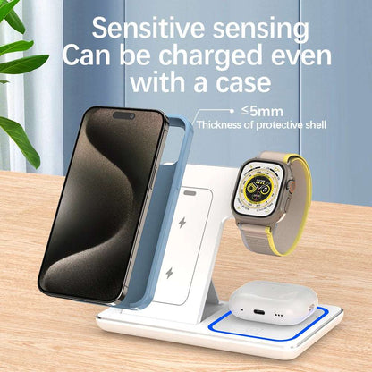 Fast Wireless Charger 30W LED Stand 3 in 1 Foldable Charging Station